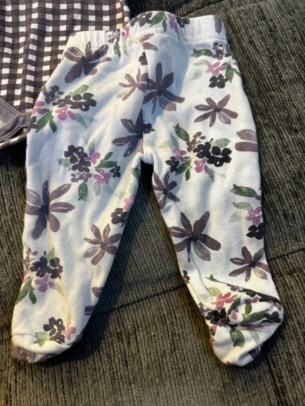 chick pea Lavender and White Gingham Baby Bodysuit with pants